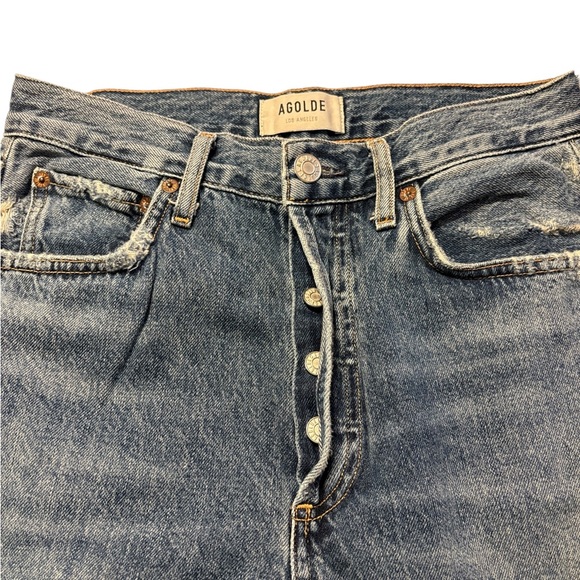 Agolde Riley High Rise Straight Crop Jeans Size 26 Light Wash Button Fly Rigid - Picture 7 of 10